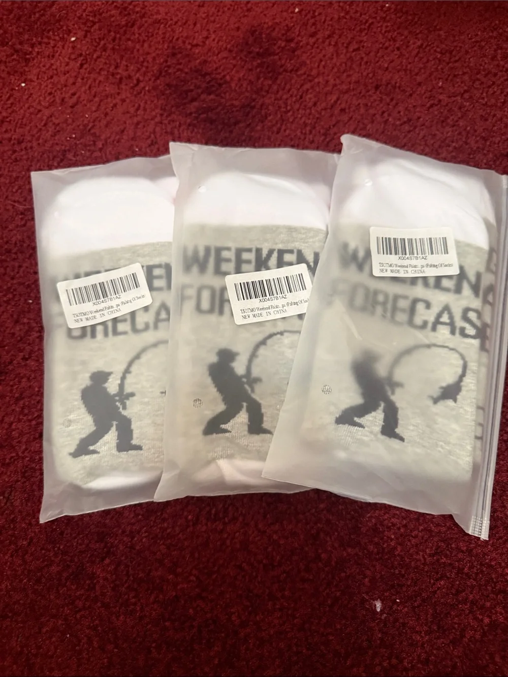 3 pair Men's Grey 'Weekend Fishing' Crew Socks